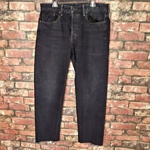 Vince Button Front Slouch Jeans Raw Hem High Waist